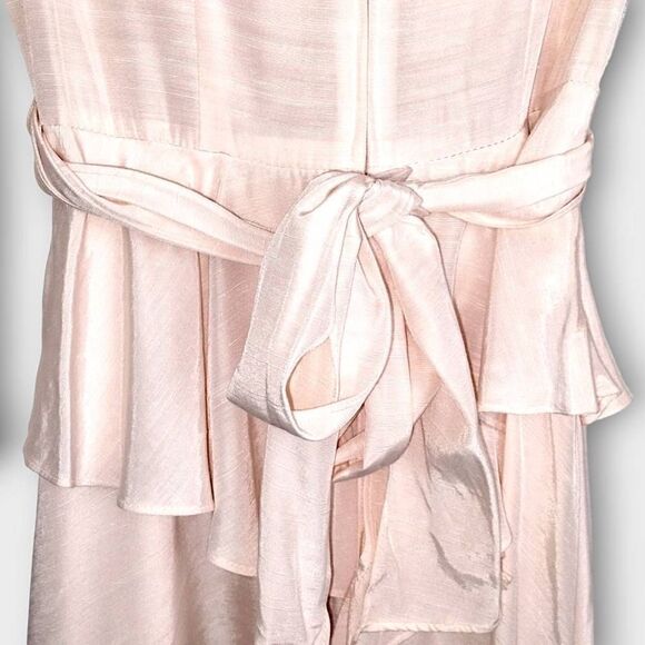 Vtg Dawn Joy Dress Sz 11/12 Pink Long Sleeves Pads Puff Shoulder Lace Collar Mid - Picture 6 of 16